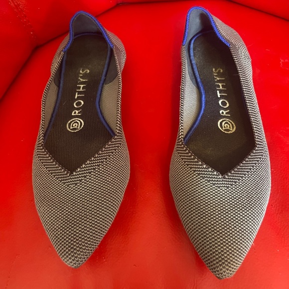 Rothys 'The Point' Solid Slip On Ballet Flat Shoes Birdseye Cloud Gray - Picture 2 of 7